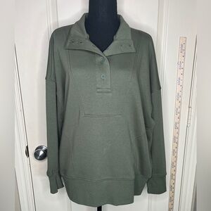 Time and Tru Green Oversized Polo Sweatshirt